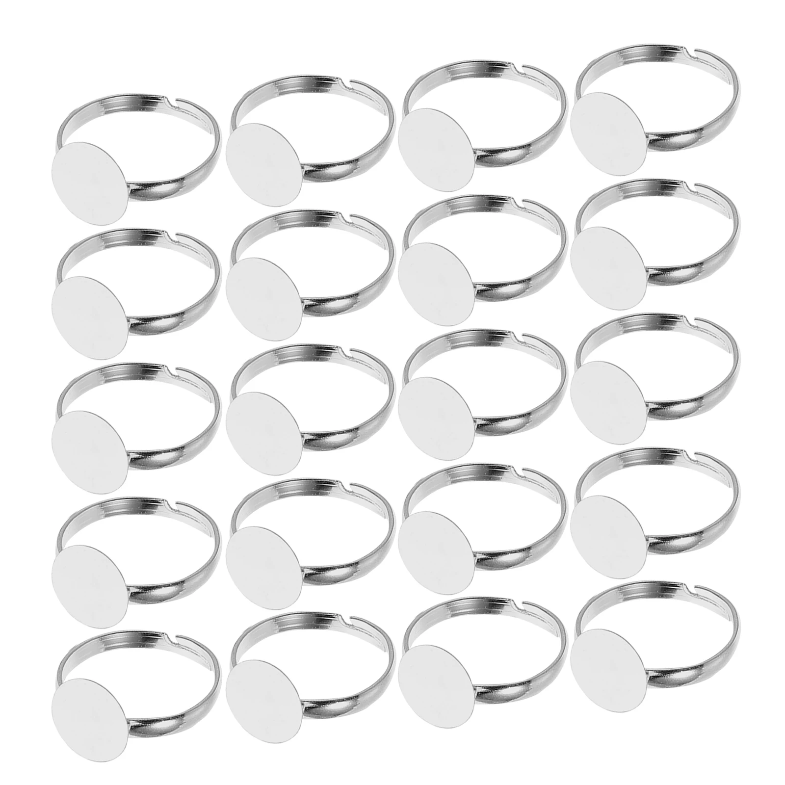 

20pcs Adjustable Ring Drag Bases Round Blank Settings for Resin DIY Supplies Jewelry Making Projects Handmade Materials