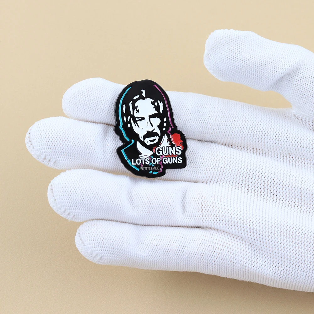 John Wick Protagonist-Charakter-Abzeichen, kreatives Cartoon-Design, Emaille-Anstecker, Film-Accessoires, Brosche, für Fans, Sammlerstücke, Souvenirs, Geschenk – Detail 5