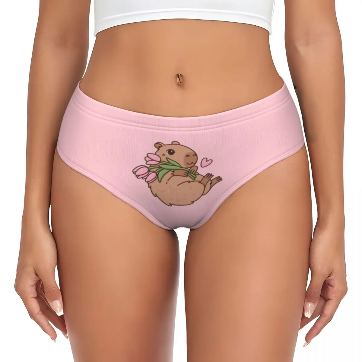 Custom Womens Free Wallpaper Cute Capybara Panties Underwear Female Stretch Briefs Underpants