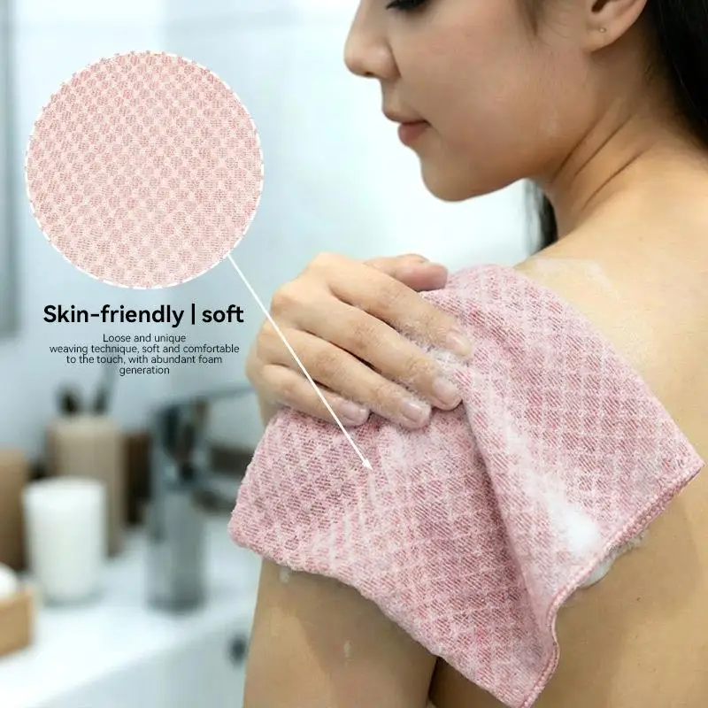 Japanese Foaming Back Scrub Cloth Dual Function Exfoliating Bath Towel For Dead Skin Removal Supplies
