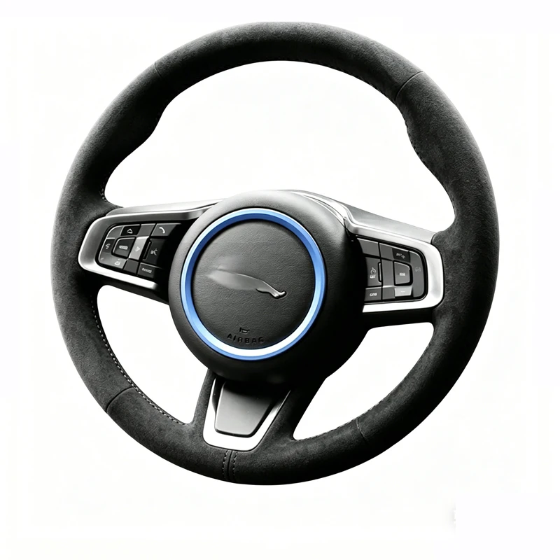 

DIY Hand Stitched Suede Car Steering Wheel Cover for Jaguar XFL XE XJL F-PACE XKR Custom Interior Protective Auto Accessories