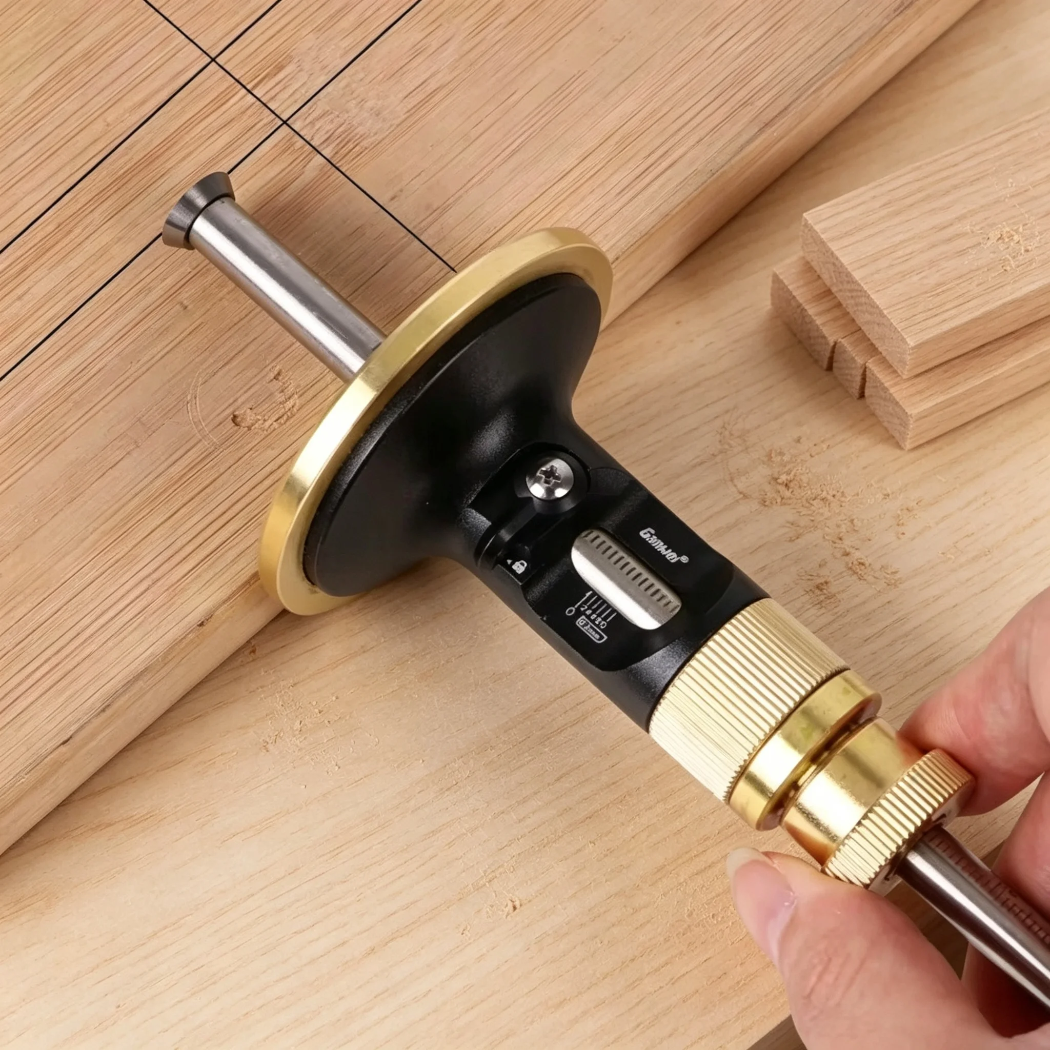 European‑Style Fine‑Tuning Wheel Marking Gauge, Wood Scribe for Parallel Line Mortise Layout, Precision Carpentry Measuring Tool