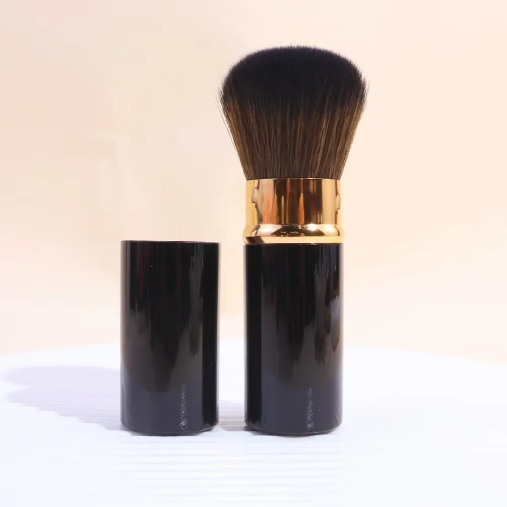 1Pc 格納式メイクブラシパウダーファンデーションブレンド赤面顔歌舞伎ブラシ Maquiagem メイクアップ化粧品ツールランダムな色