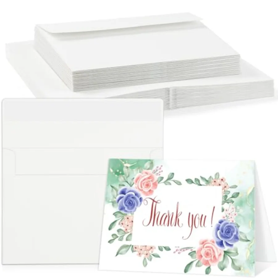

20 Sets Watercolor Cards with Envelopes, 140 lb/300 GSM Watercolor Paper Cards, Foldable Blank Cards and Envelopes for Wedding