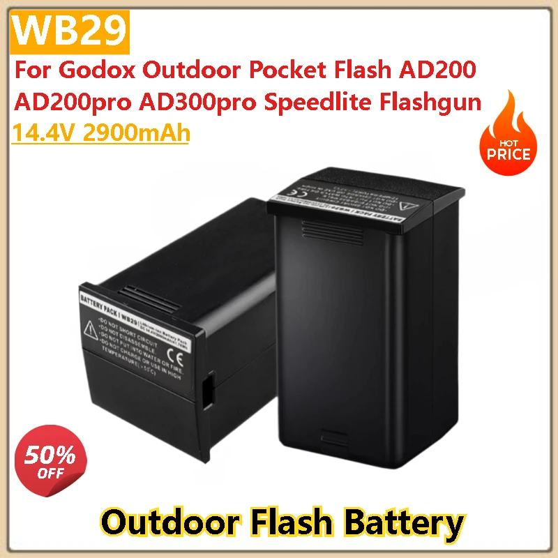 14.4V 2900mAh WB29 Battery for Godox Outdoor Pocket Flash AD200 AD200pro AD300pro WB300P Speedlite Flashgun New High Quality