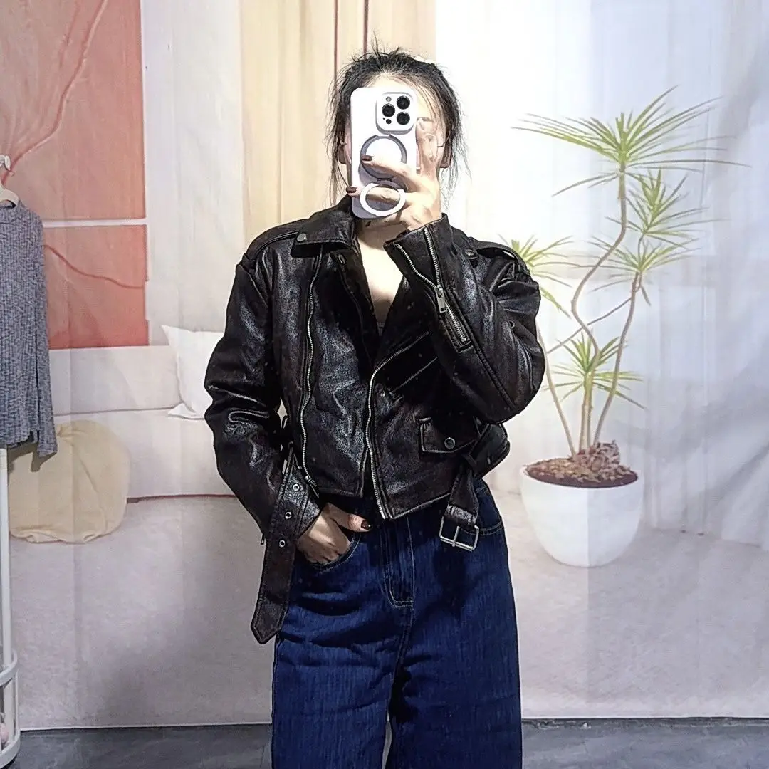 Americano vintage jaqueta de manga longa punk subcultura estilo feminino casaco casual puro clolor harajuku outono feminino streetwear