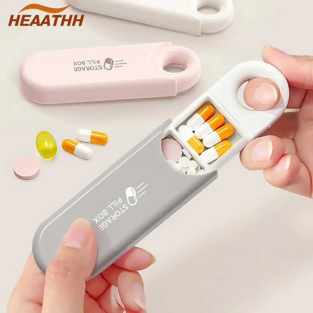 

1/2/3Pcs Mini Pill Box, 3-Slot Small Pill Case with Slide-Open, Portable Travel Pill Case with Moisture-Proof Strip