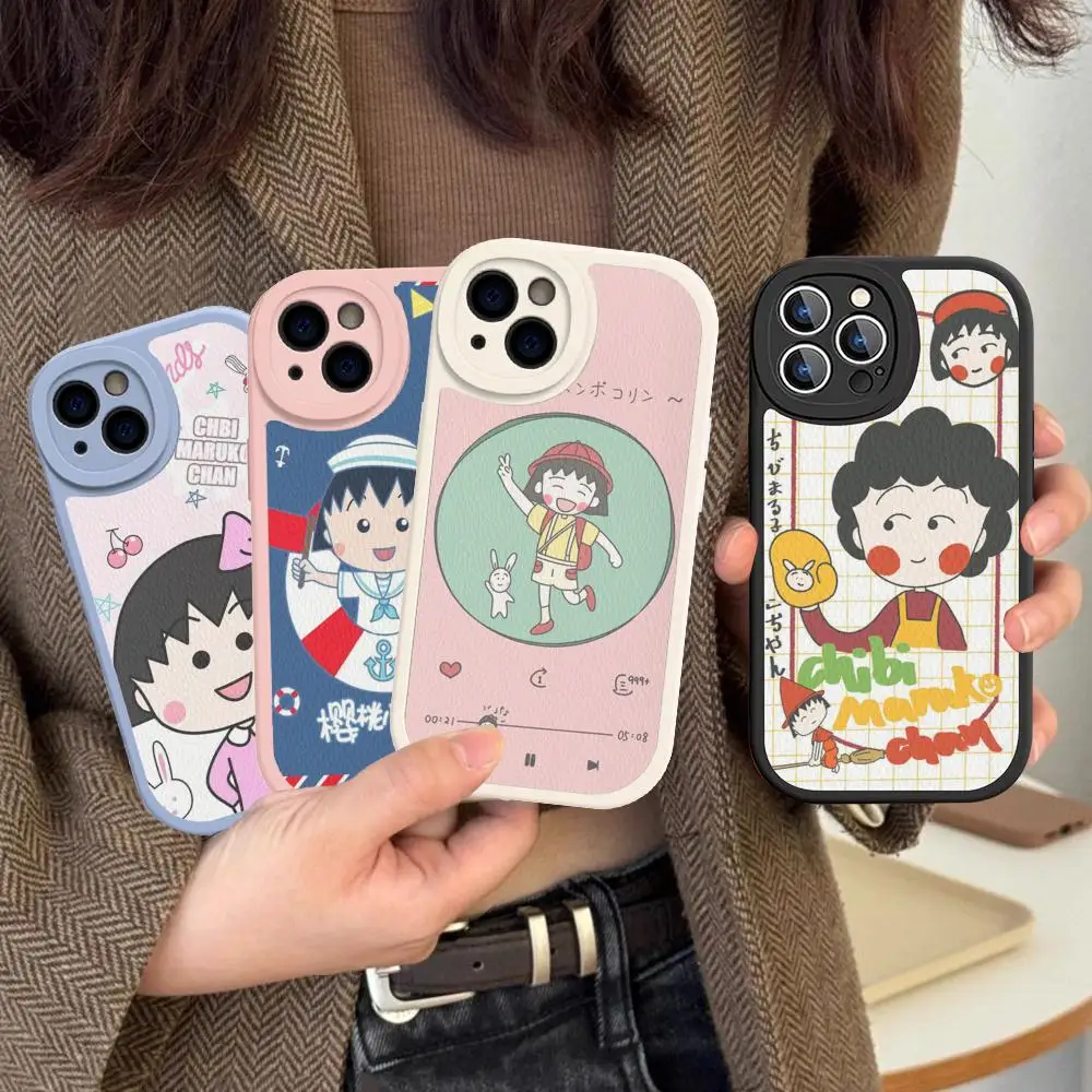 Catoon Chibi Maruko Chan Phone Case Hard Leather For iPhone 15 14 13 12 Mini 11 14 Pro Max Xs X Xr 7 8 Plus Fundas