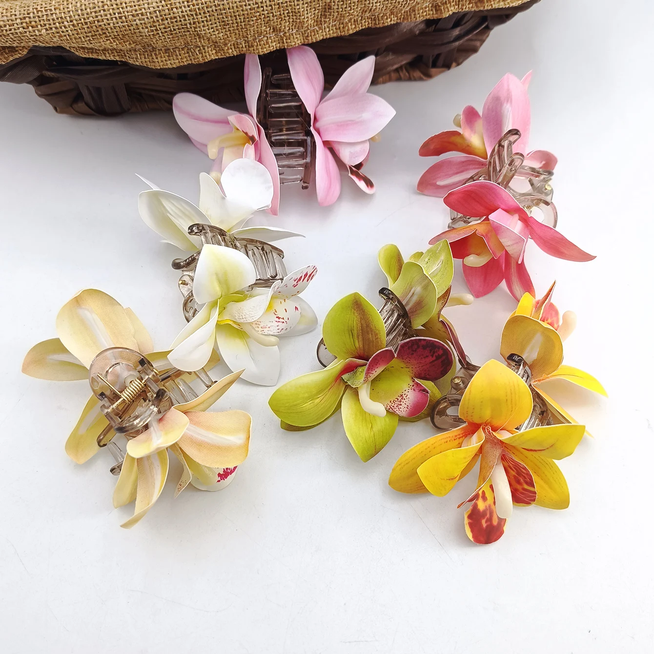 1/2 Stück Stoffblumen-Haarspange, Entenschnabel-Clip mit Kunstblumen, Haarnadel im Urlaubsstil, Boho-Stil Haarspange
