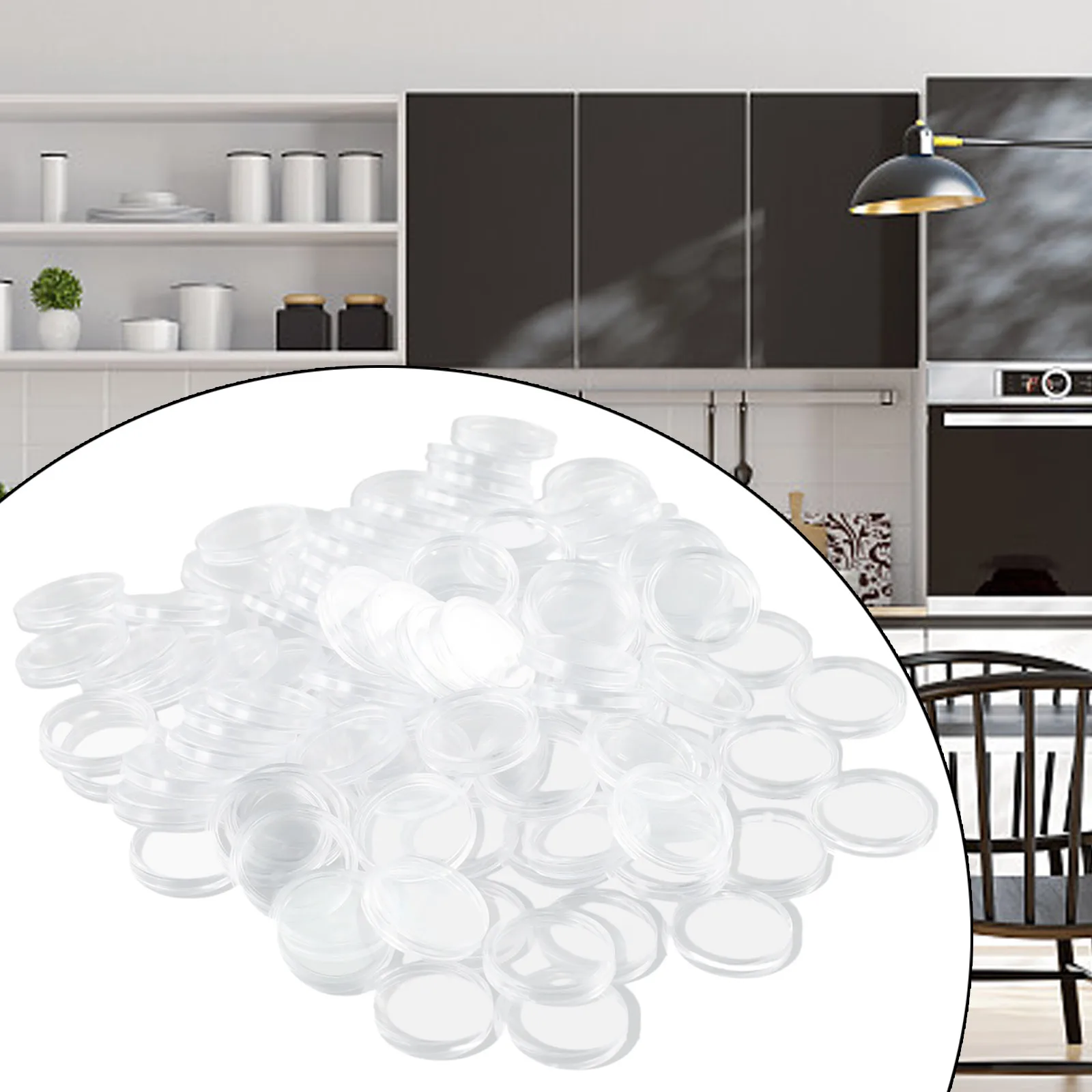 100pcs Clear 21mm Coin Holder Units Designed for Coin Display and Protection with Consistent Circular Geometry and
