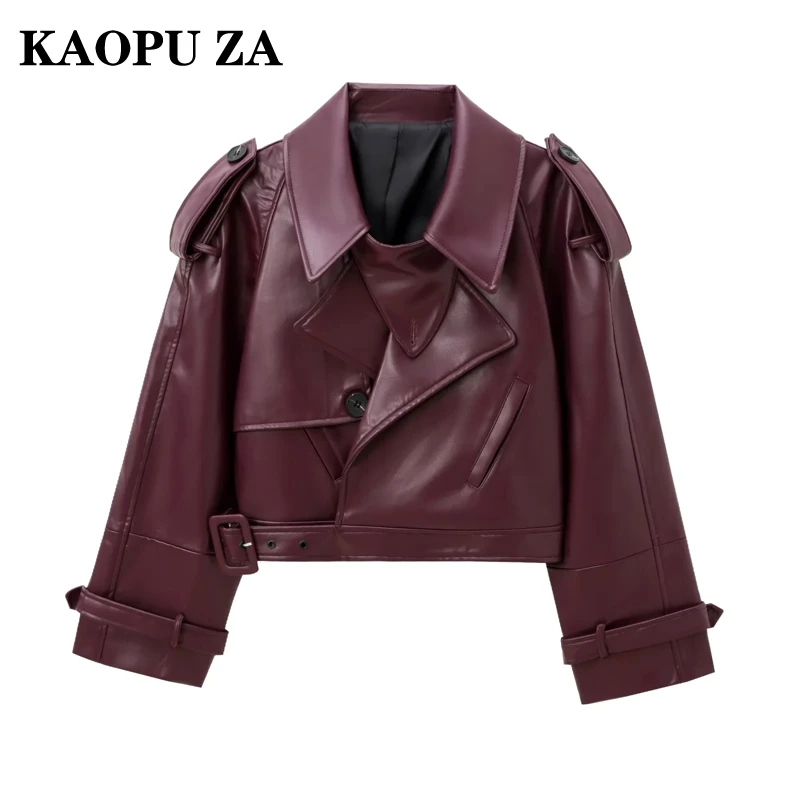 KAOPU ZA 2024 Autumn Woman's Casual Turn-down Collar Long Sleeve Coat asymmetrical Jacket Female Fashion Solid Color Button Top