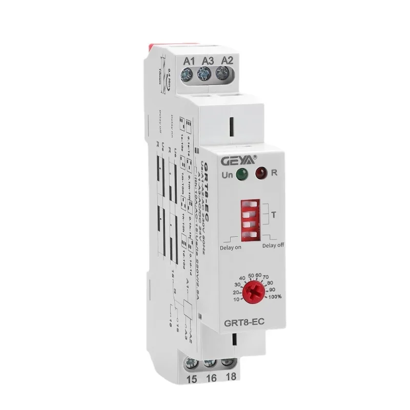 GEYA GRT8-EC 10A aan vertraging of uit vertraging tijdrelais AC220V/DC24V AC380V ACDC24V-240V tijdrelais CE CB ROHS - afbeelding 2