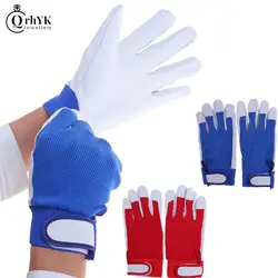 1Pair Working Safety Gloves Soft Welding Cowhide Leather Plus Protecting Gloves Heat Shield Cover Guard Safe Protecting Red Hot