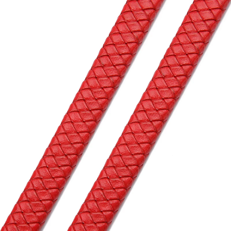 0,5/1 Meter Vintage Schwarz Braun Echt geflochtene Lederschnüre 8mm 10mm 12mm Flaches Lederband für Armband Schmuckherstellung – Detail 3