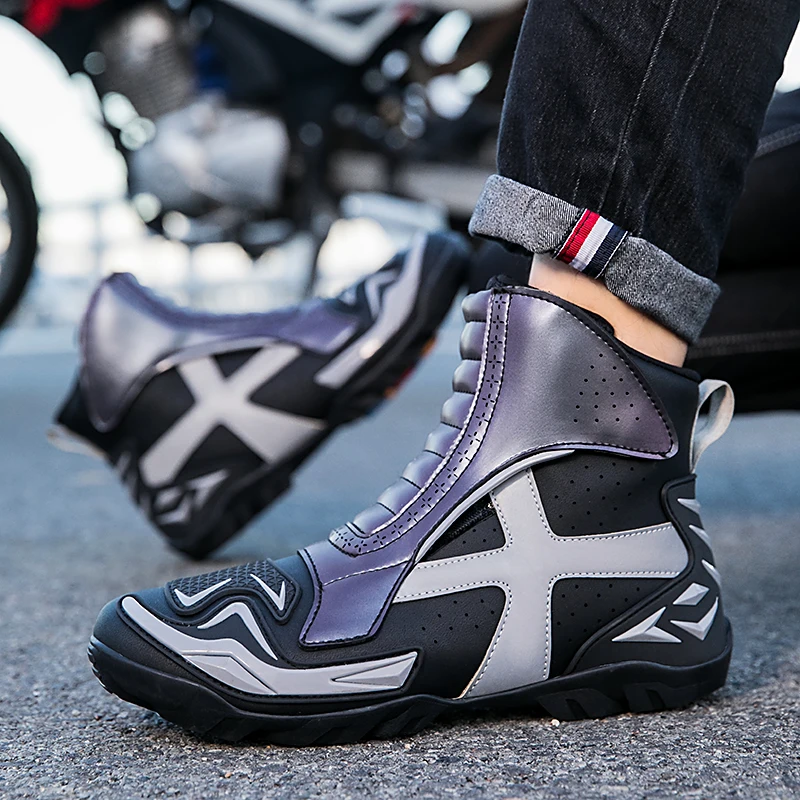 Chaussures de Motocross Anti-ALD, Coussinets Antidérapants, Semelle en Caoutchouc, Bottes de Protection, Accessoires de Moto