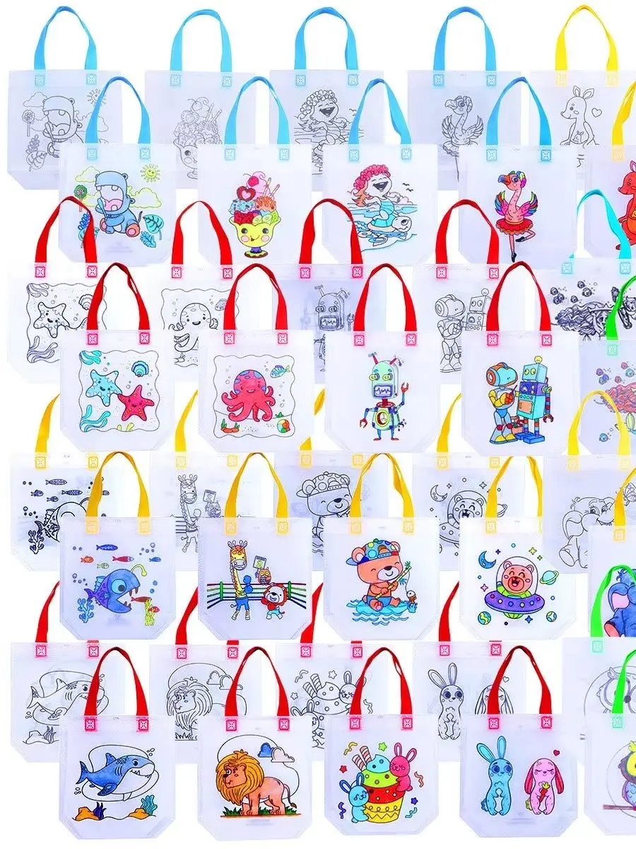 20 Stück Vlies-Graffiti-Taschen, doppelseitig, zum Selbermachen, zum Bemalen, Handtaschen für Schule, Klassenzimmer, Belohnungen, Ostern, Partygeschenke, Geschenktüten ZSY – Detail 4