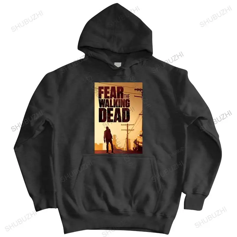 เสื้อมีฮู้ดสำหรับผู้ชายแฟชั่นดราม่าซอมบี้ AMC รายการทีวี Fear The Walking Dead เสื้อกันหนาวพิมพ์ลายพิมพ์ลายผ้าฝ้าย