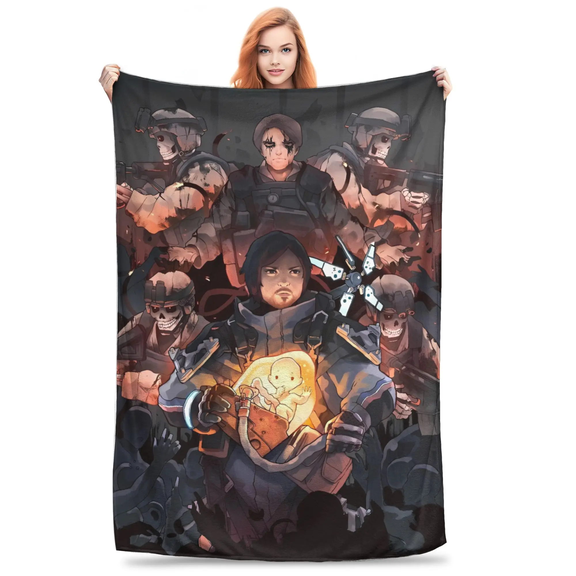 Graphic Printing Death Stranding 2 On the Beach game Blanket Soft Plush Throw Blanket For Bedroom Flannel Bedspread Bed Cover