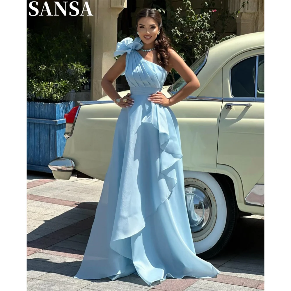 

Sansa Elegant 3D Floral Silk Prom Dress Customized Floor-Length Wedding Dresses One Shoulder Sleeveless Vestidos De Fiesta 2024