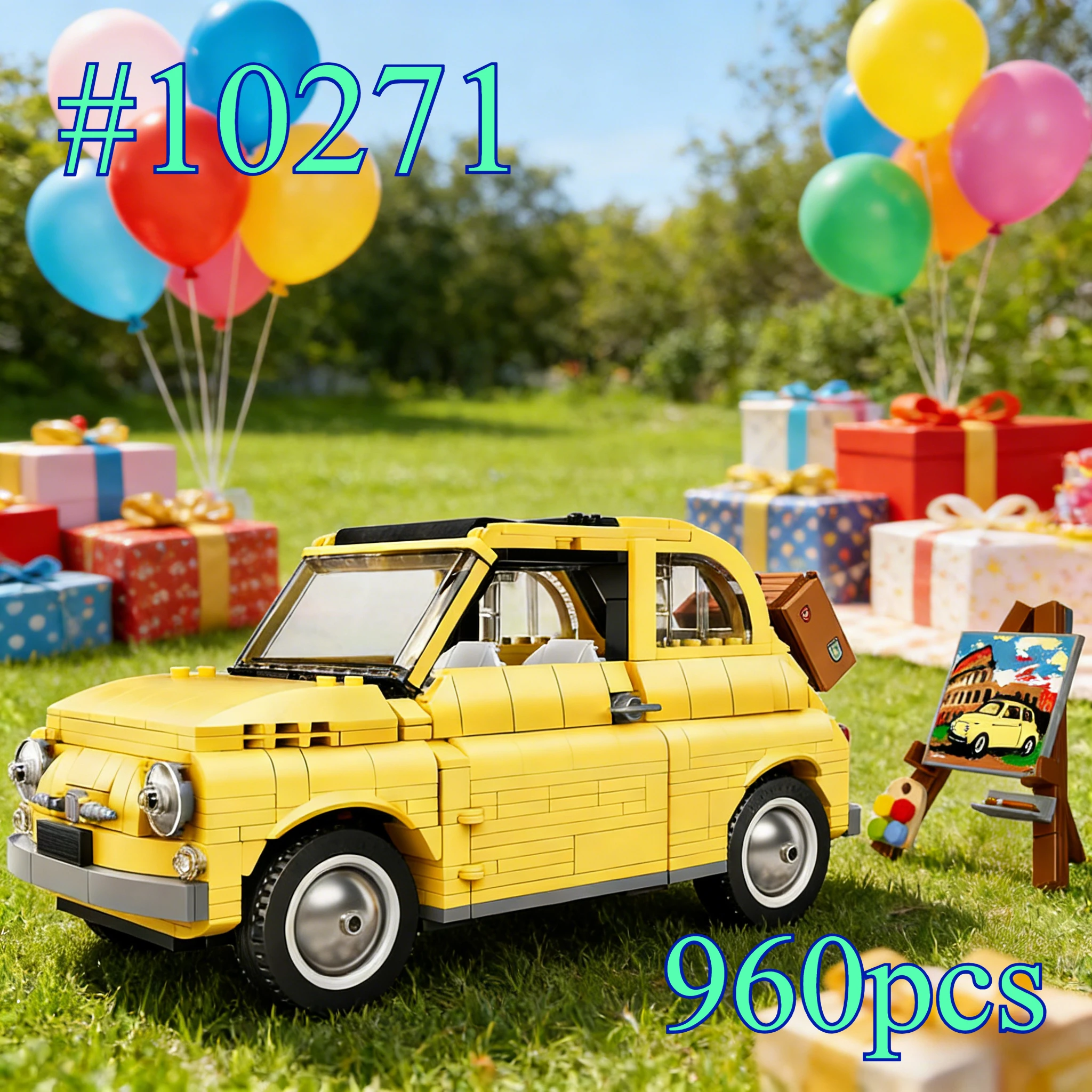 

Автомобиль с багажником для чемоданов, набор строительных блоков 10271, подходит для подарков на день рождения, совместим с деталями Lego, 960 шт.