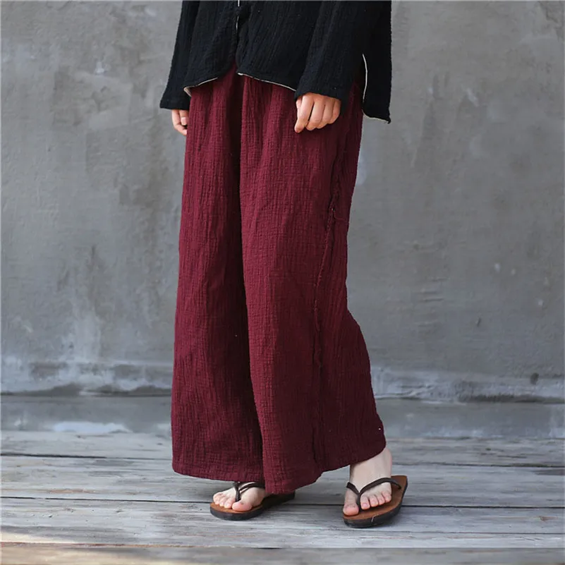 2026 Pantaloni di lino in cotone solido moda Donna Nuovo stile Pantaloni dritti a vita alta Streetwear Pantaloni a gamba larga Pantalones de mujer