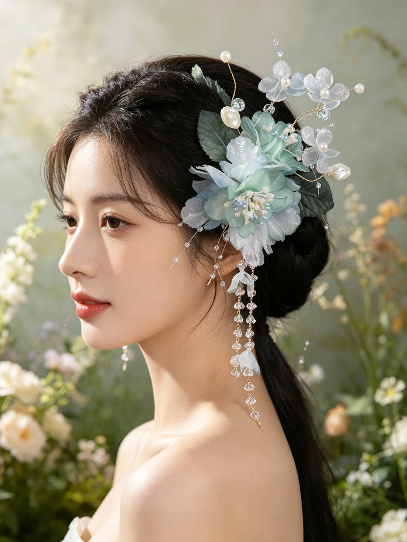 Accessoires capillaires en soie gazeuse de style ancien, épingle à cheveux style Tang, ornement capillaire mignon papillon fée, pince latérale, accessoires de costume ancien Hanfu Palais