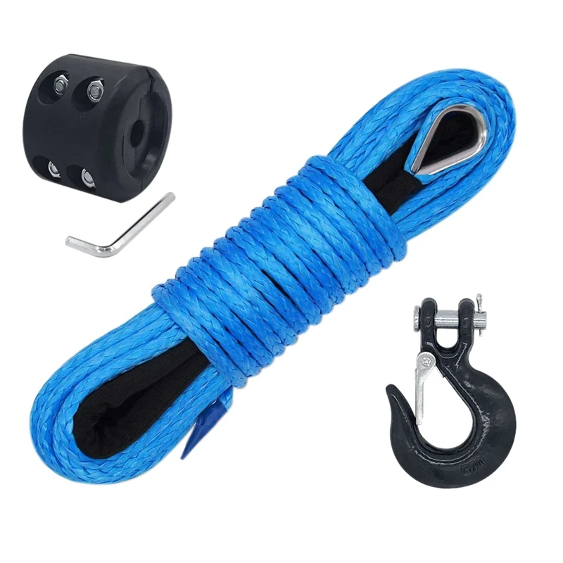 

1/4Inchx50feet 7700Lb Synthetic Winch Rope Tow Rope With Protective Cover Off-Road Vehicle Rescue Rope For UTV ATV Truck