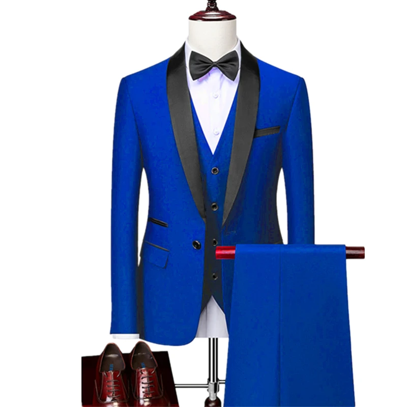 Men Autumn Wedding Party Three Pieces Jacket Trousers Set Large Size 5XL 6XL Male Blazer Coat Pants Vest Fashion Slim Fit Suit