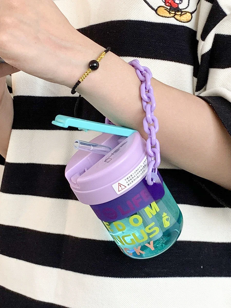 300ml Internet famous water cup ins straw cup summer girl high beauty plastic portable girl student lady small cup