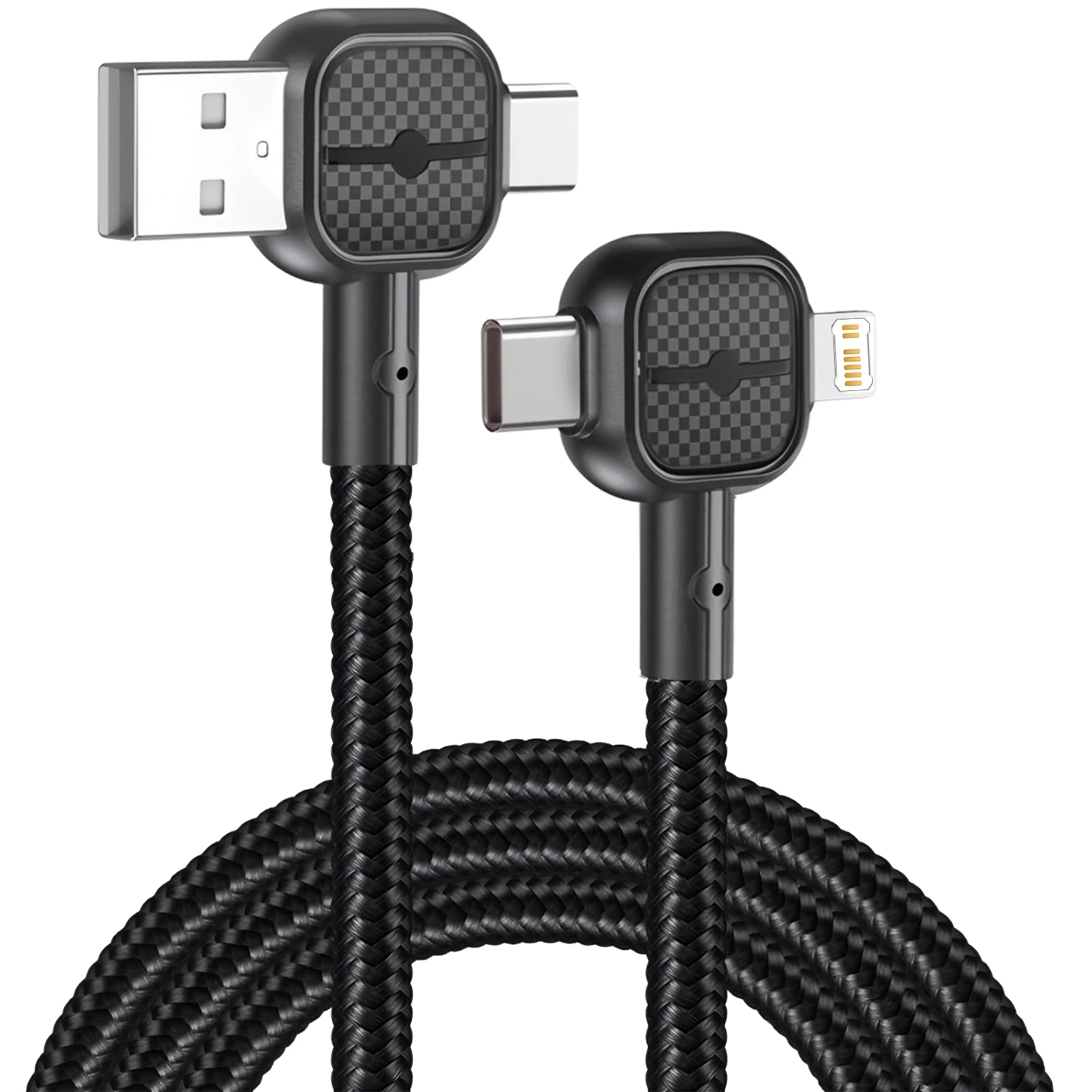 1.2M Dual Elbow USB C To Type C/IOS Short Spring Data Cable Fast Charging Cable For iPhone Pro Samsung Xiaomi Phone Charger