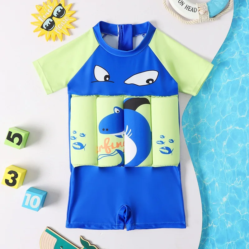 Buoyancy Cartoon Swimsuit Girl One Piece Suit Kid Boys Beach Romper Children Floating Swimwear 2024 Toddler Infant Swimming Vest