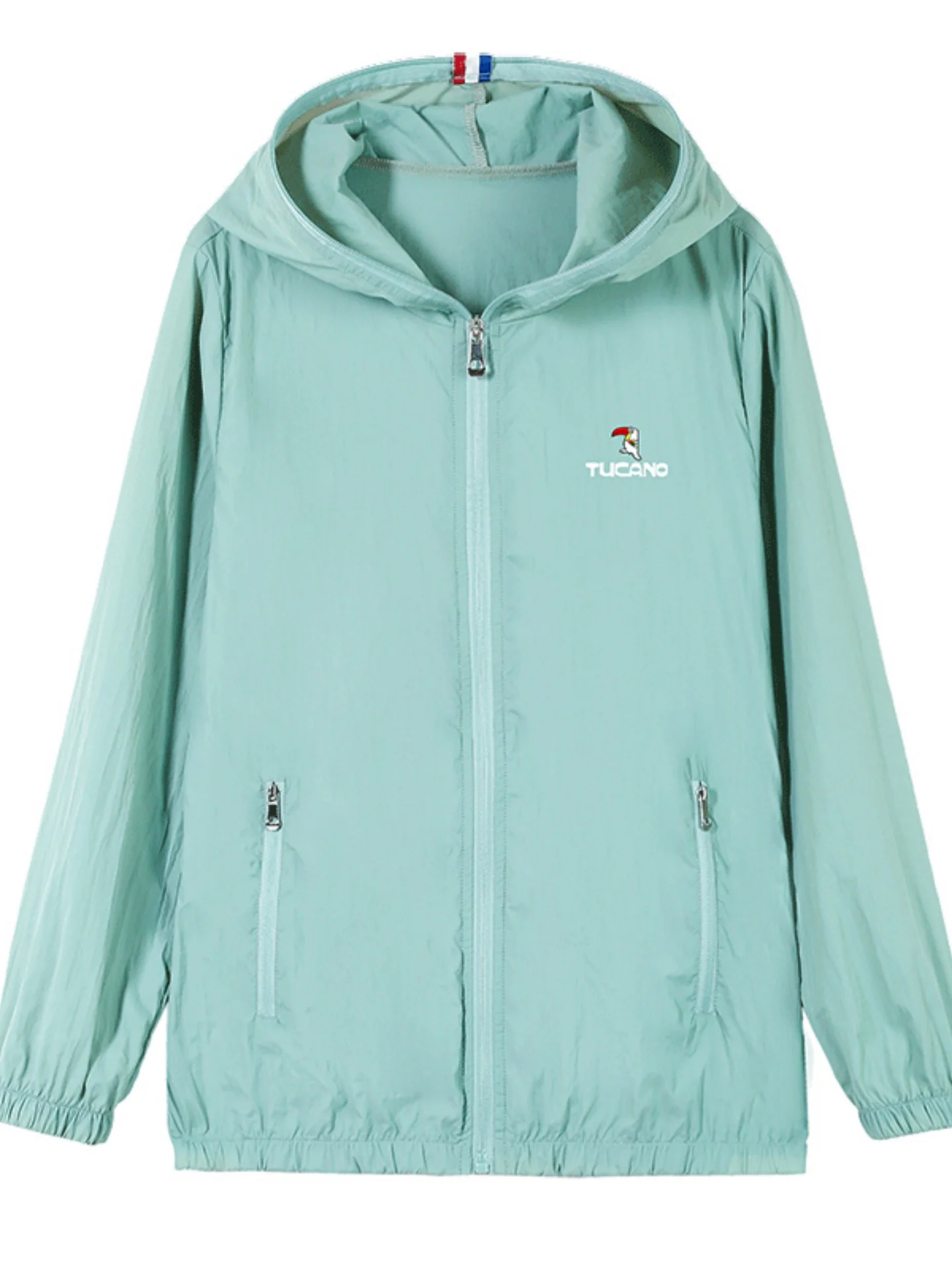 TUCANO Ice Silk Women's Summer Lightweight Breathable Sun Protection Jacket Printed Zipper Hooded Long Sleeve Casual Outerwear