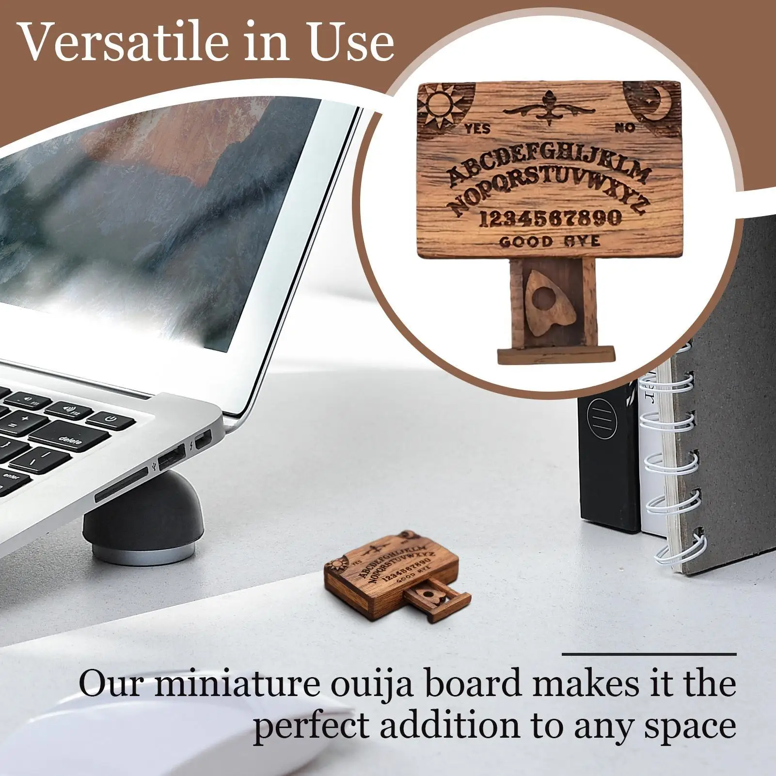 Miniature Ouija Board Wooden Ouija Boards Miniatures with Planchettes Divination Tools Miniature Board Halloween Decorations
