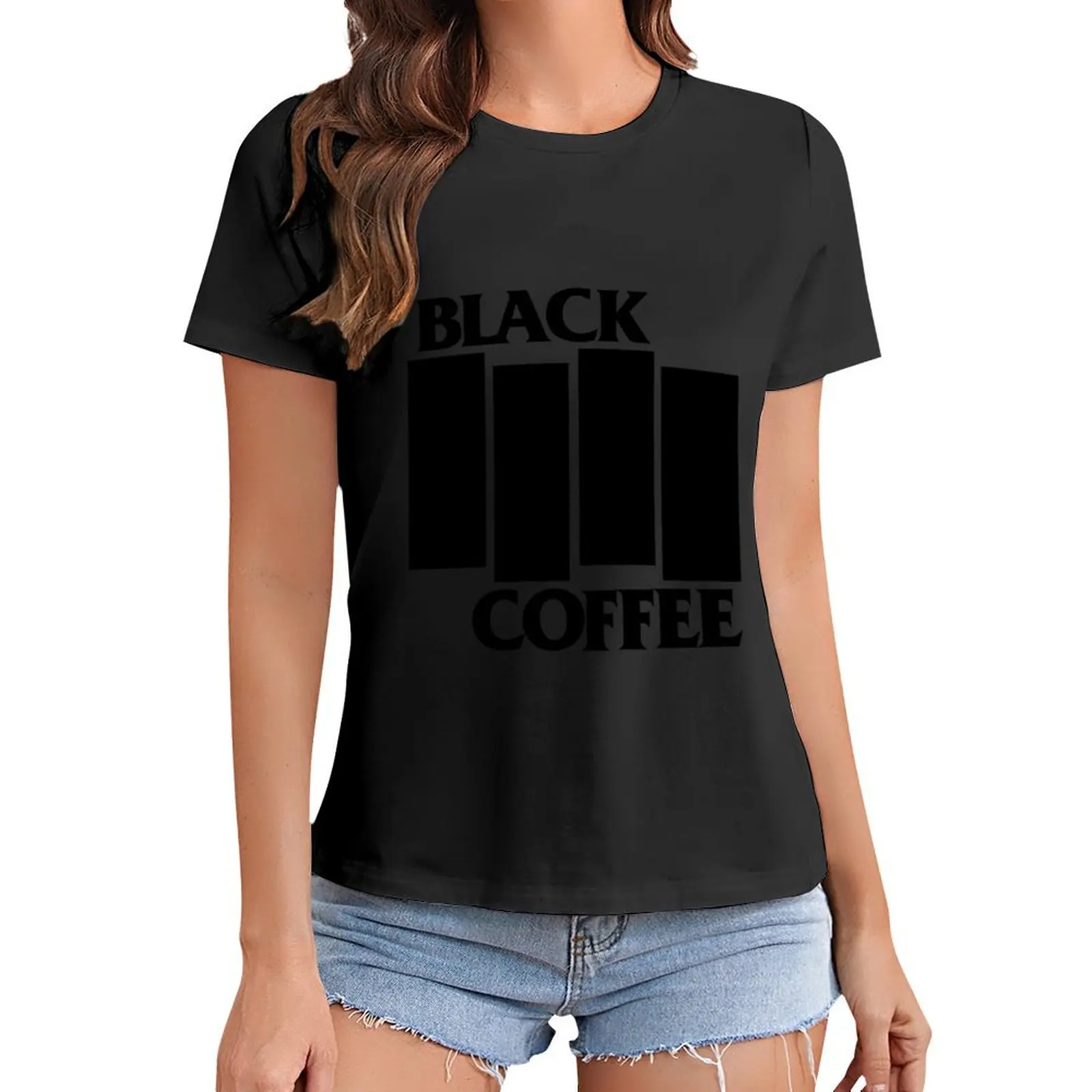 

Black Coffee T-Shirt tops blanks t shirt for Women