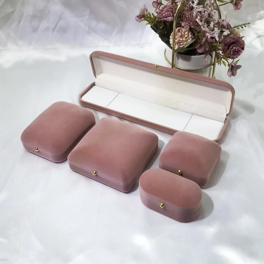 New Velvet Storage Box Solid Color Multi-functional Holder Portable Rings Bearer Box Jewelry Storage