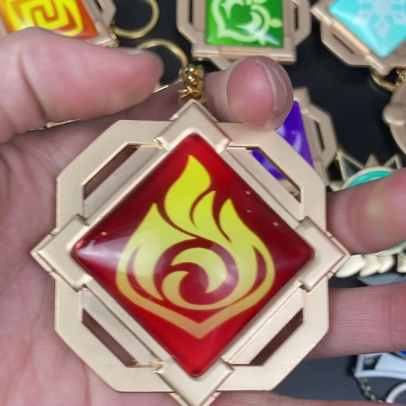 Anime Game Impact 1:1 Large God\'s Eye Elementless Eyes of God Keychain 8CM Cosplay Costume Luminous Double Sided Pendant Keys