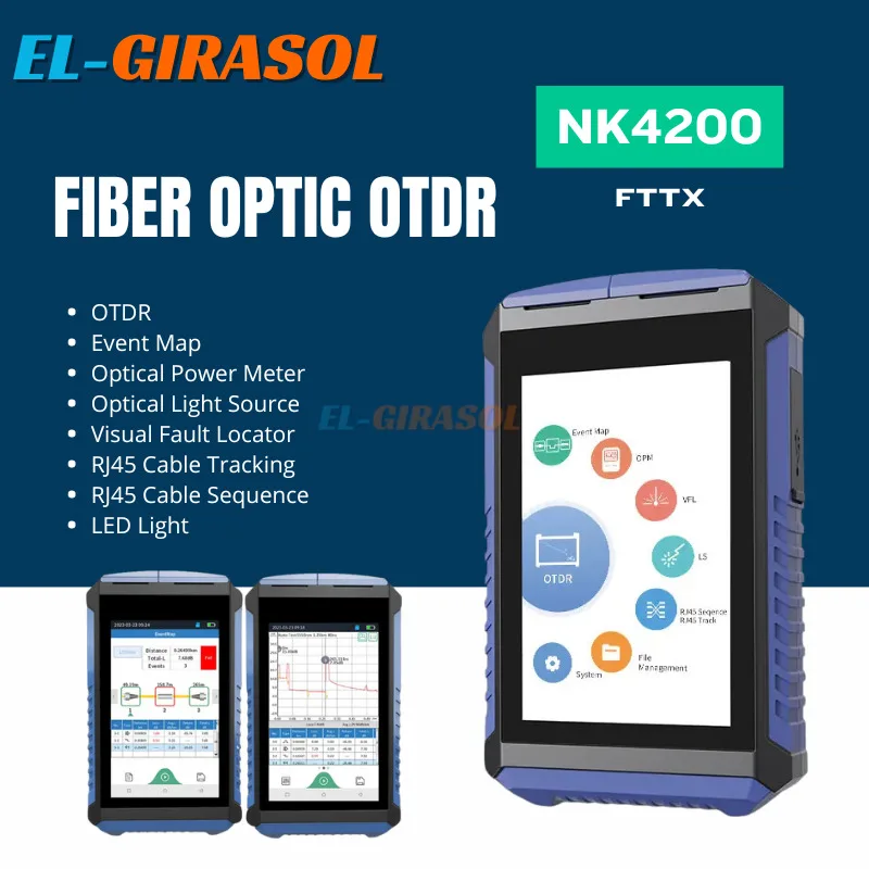 

NEW Optical Fiber Tester With Touch Screen OTDR Nk4200 1310Nm 1550Nm 26/24Db Test Range 100Km OPM OLS VFL Reflectometer FTTH