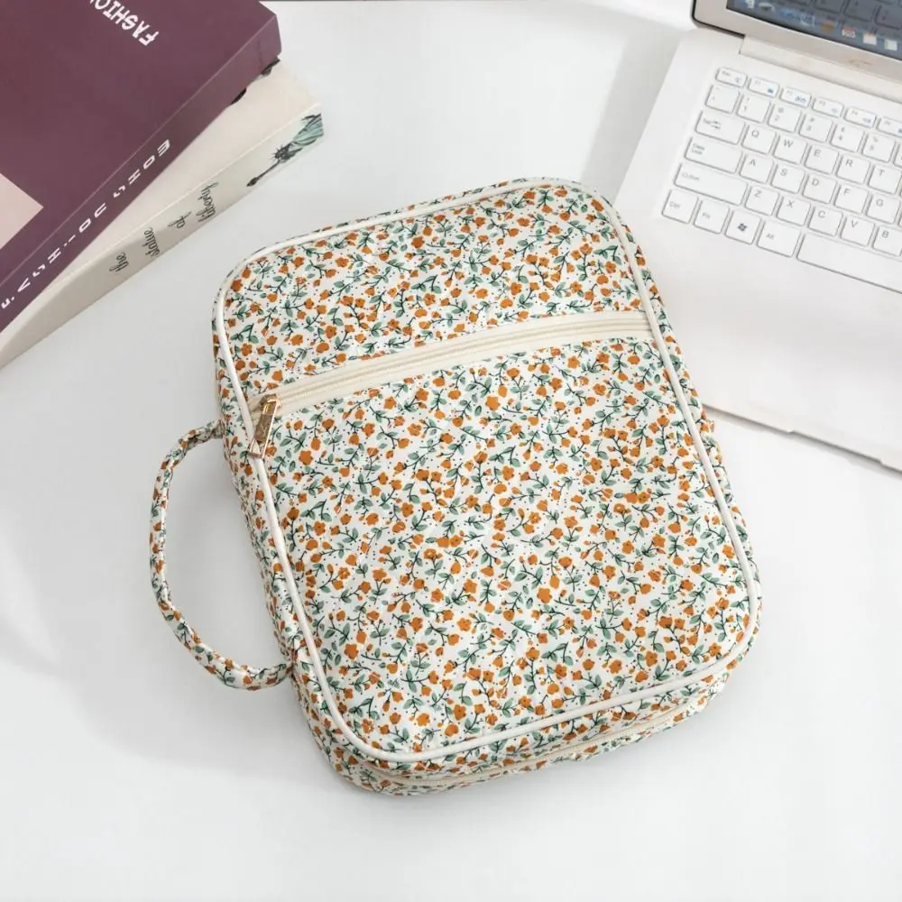 Cute Quilted Book Sleeve With Zipper Dustproof Book Carrying Case Embroidered Book Storage Bag Gift
