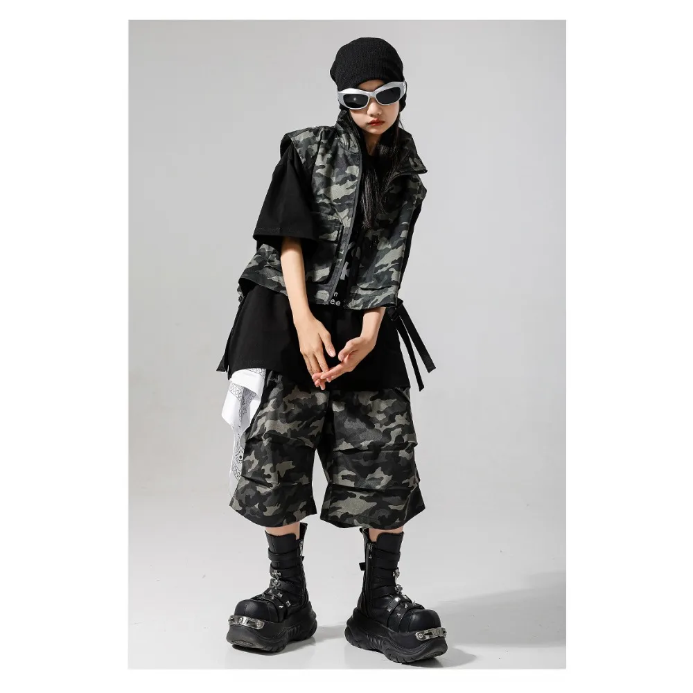 Hip Hop Camouflage 2 Piece Set Street Dance Training Outfit Jazz Stage Wear Camo Loose Streetwear K-pop Dance Casual Dance Suit