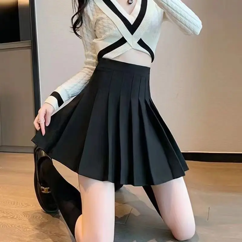 Frauen Falten röcke Sommer hohe Taille Reiß verschluss Tanzrock y2k jk süße Mädchen Miniröcke schwarze Studentin eine Linie Shorts Mode