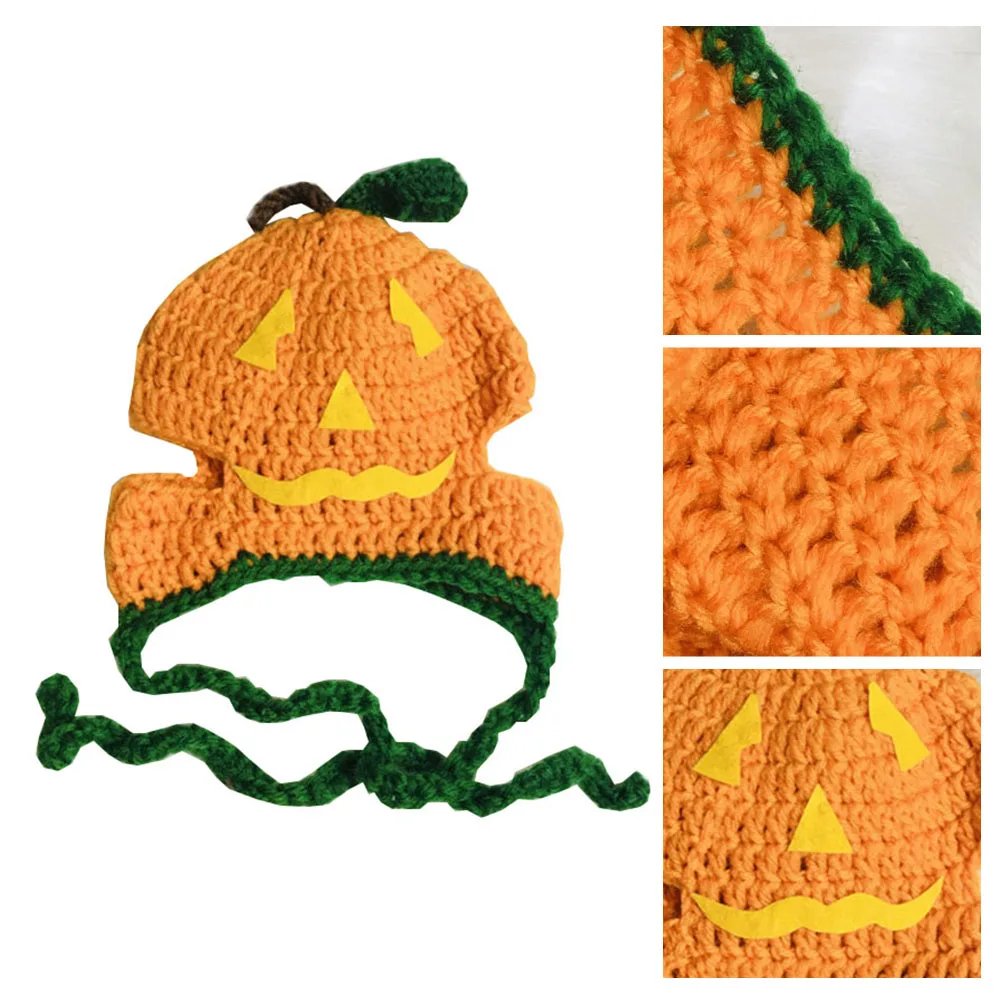 

Halloween Pet Costume Costumes Pets Wear Hats Funny Dog Cat Cap Knit Pumpkin Puppy