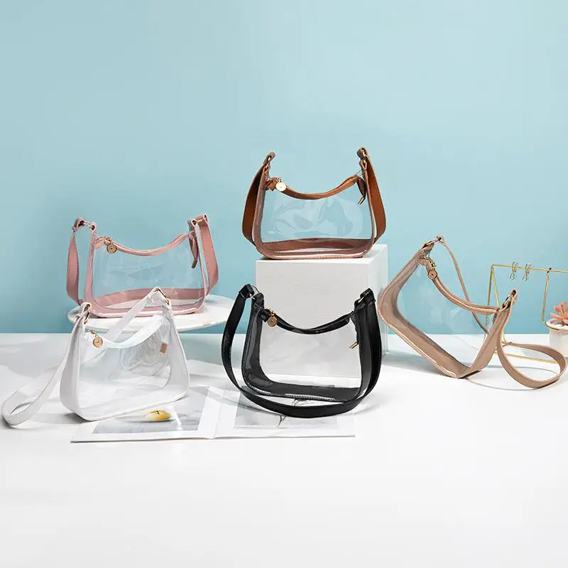 Transparent Zipper Underarm Purses Waterproof Shoulder Bag Handbag For Women Girls Candy Color Clear Jelly Bag