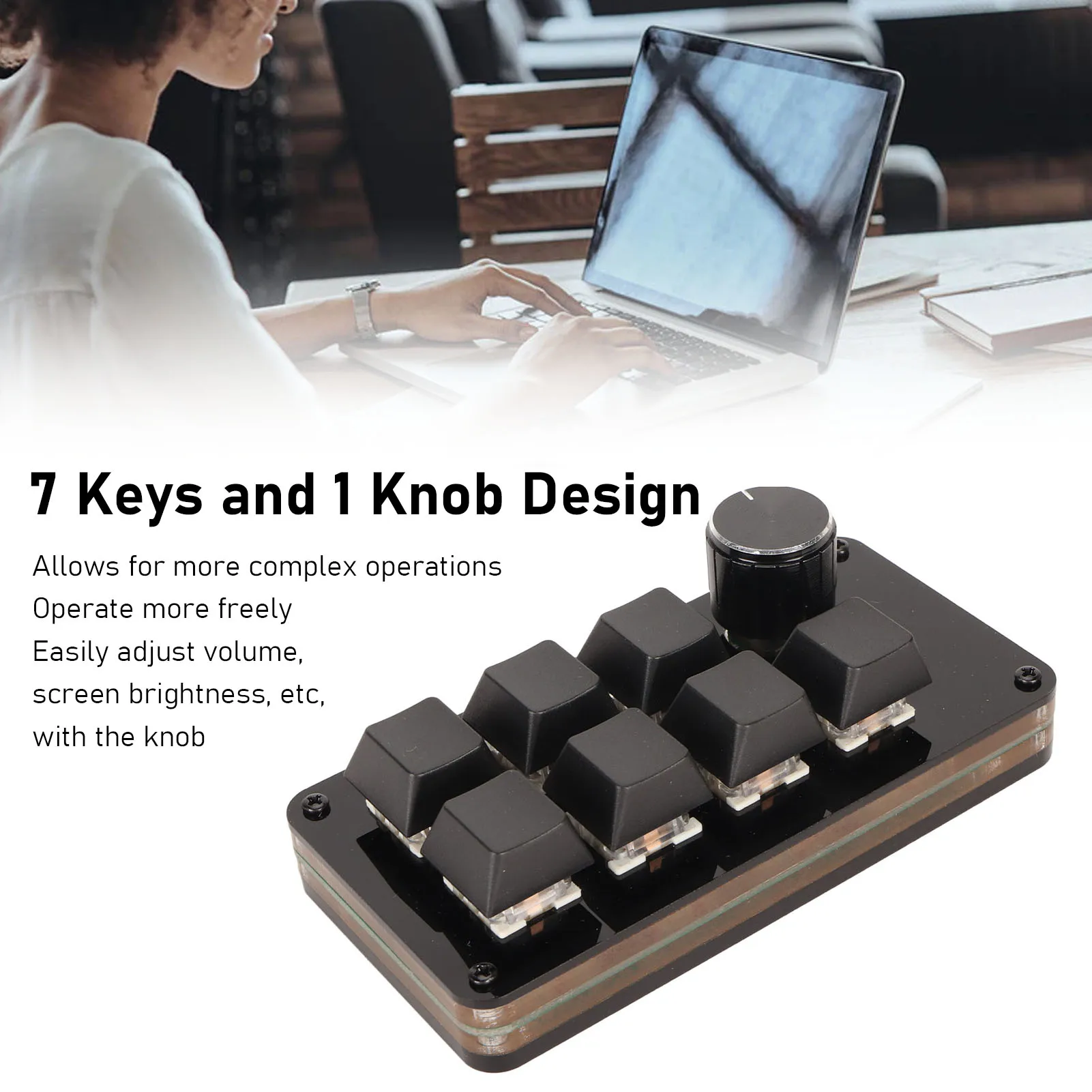 7 Key Keypad Key Line Separation Hotswap   Efficient One Handed Macro Programming Keyboard with Knob for Work