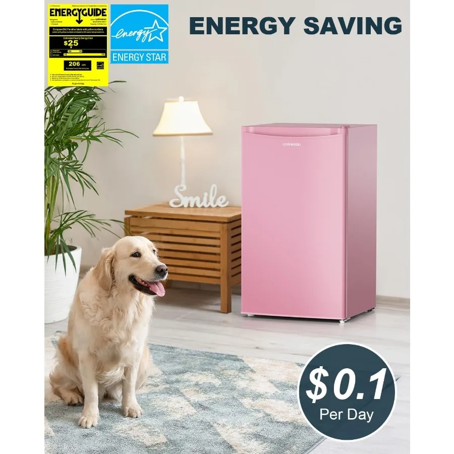 Kulkas Mini 3.2 Cu.Ft dengan Freezer, Kulkas Mini Satu Pintu untuk Asrama, Kamar Tidur, Kantor, Solusi Pendinginan Ringkas dengan Pengaturan yang Dapat Disesuaikan