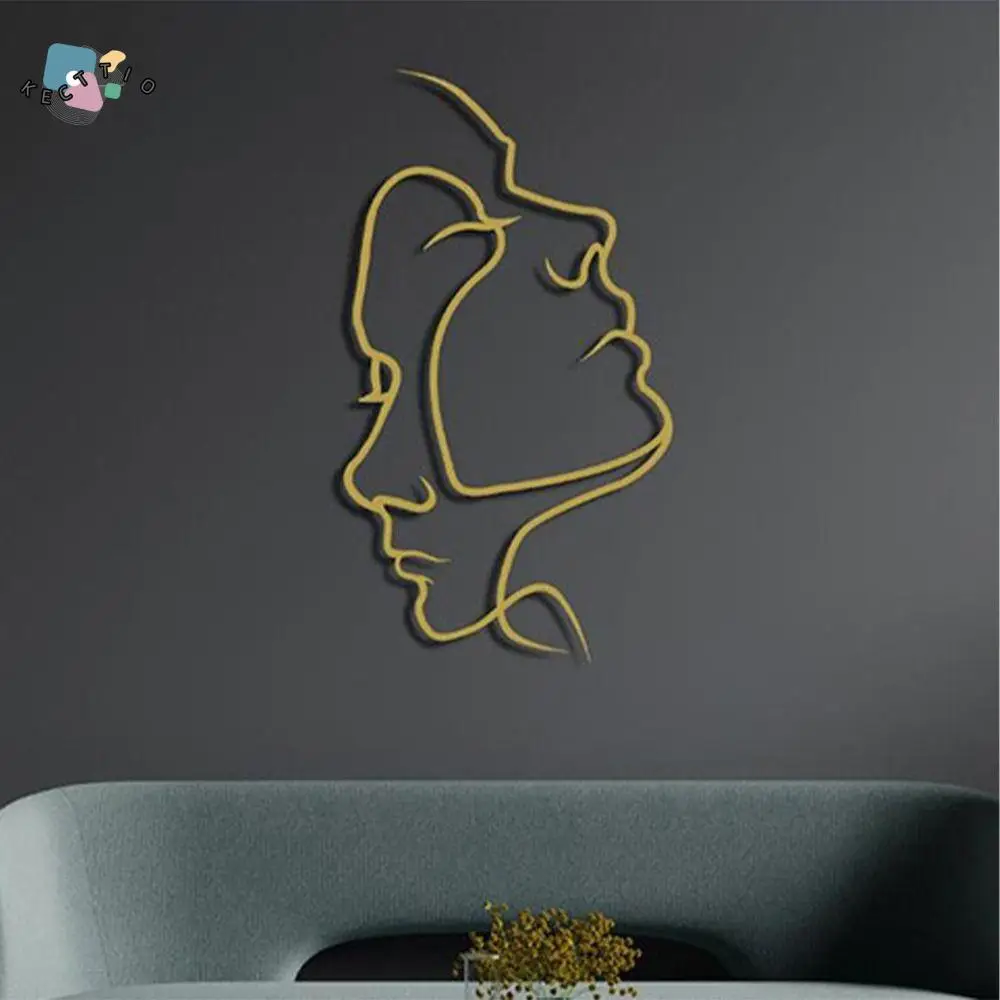 

Crafts Metal Couple Portraits Wall Decoration Art Abstract Background Pendant Creative Exquisite Wall Silhouette Bathroom