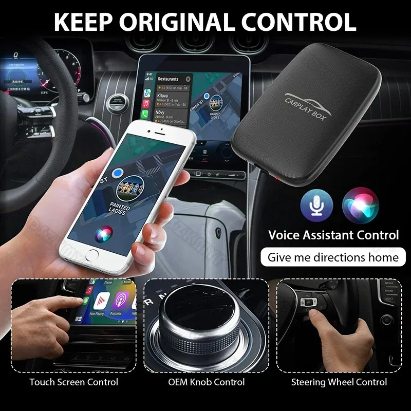 Carplay AI Box Wireless Carplay Android Auto Adapter 3 In 1 Car Multimedia Player For Mazda Benz Kia Hyundai VW Plug and Play