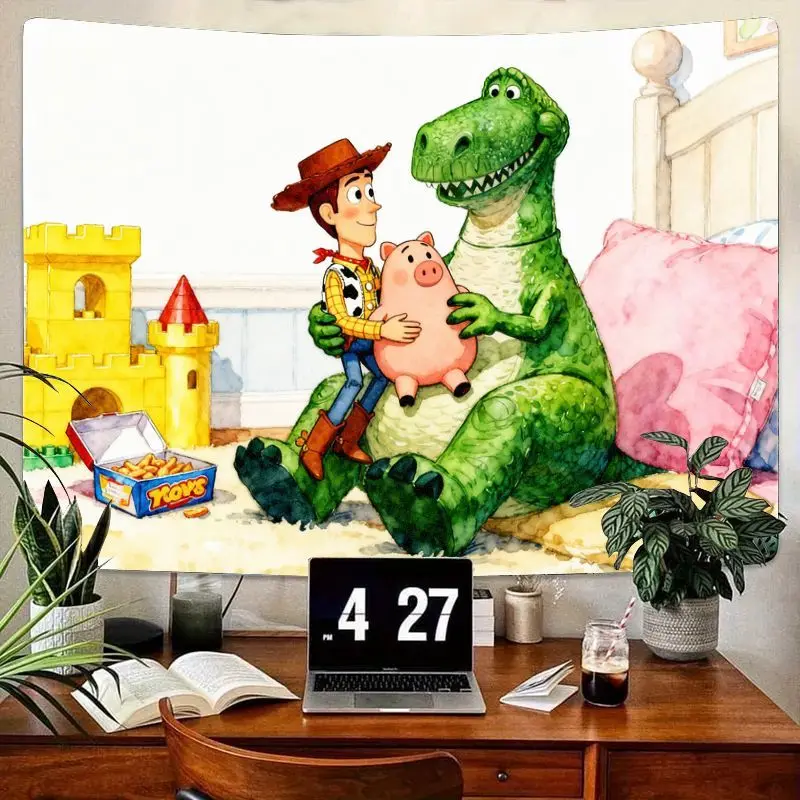 

1 шт., Disney Pixar Toy Story Woody Rex Hamm, гобелен дружбы, милый мультяшный полиэстер, настенное искусство, детская спальня, декор в общежитии, подарок для F