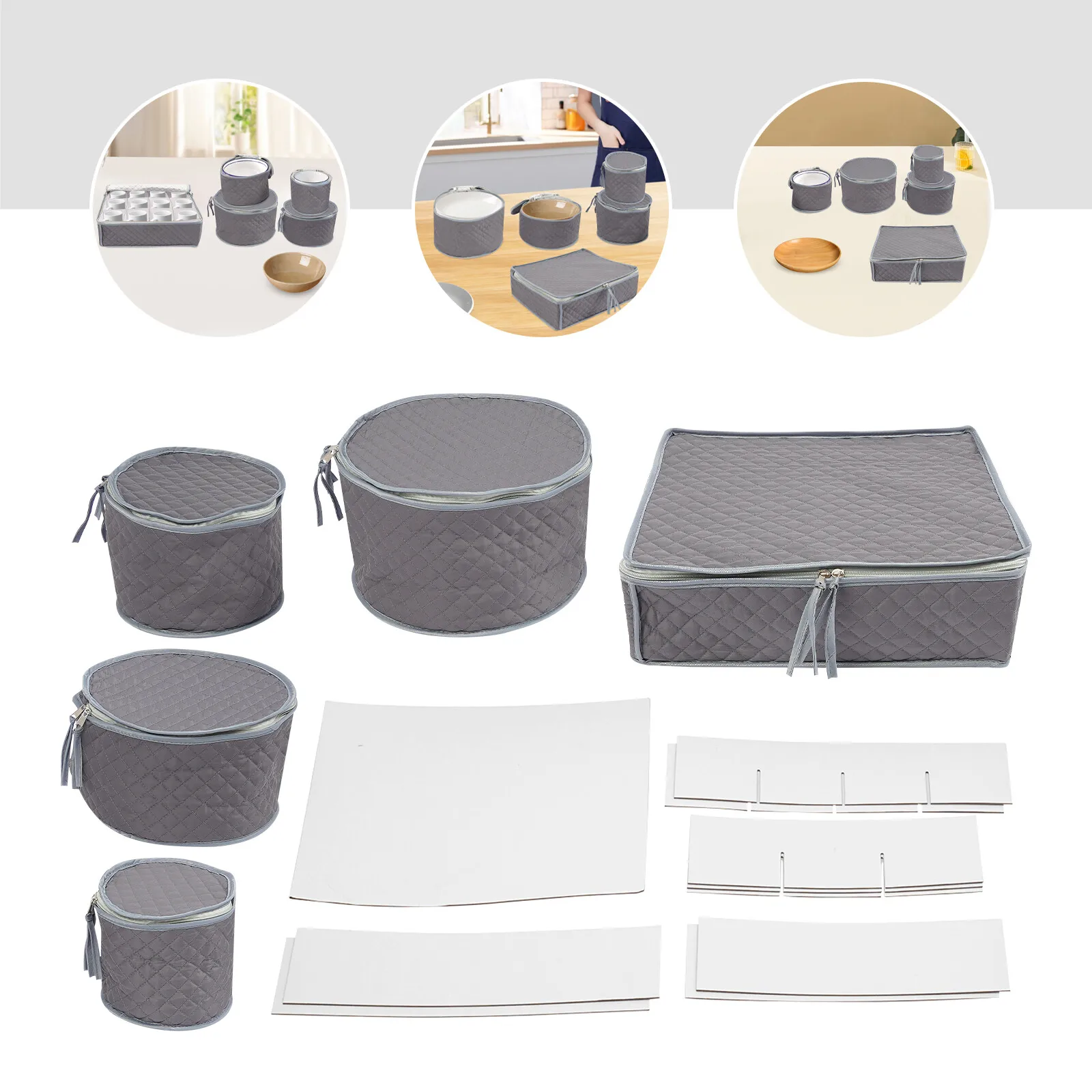 

5 шт. серые сумки для хранения столовых приборов для чашек + пластины с 49 сепараторами из фетра