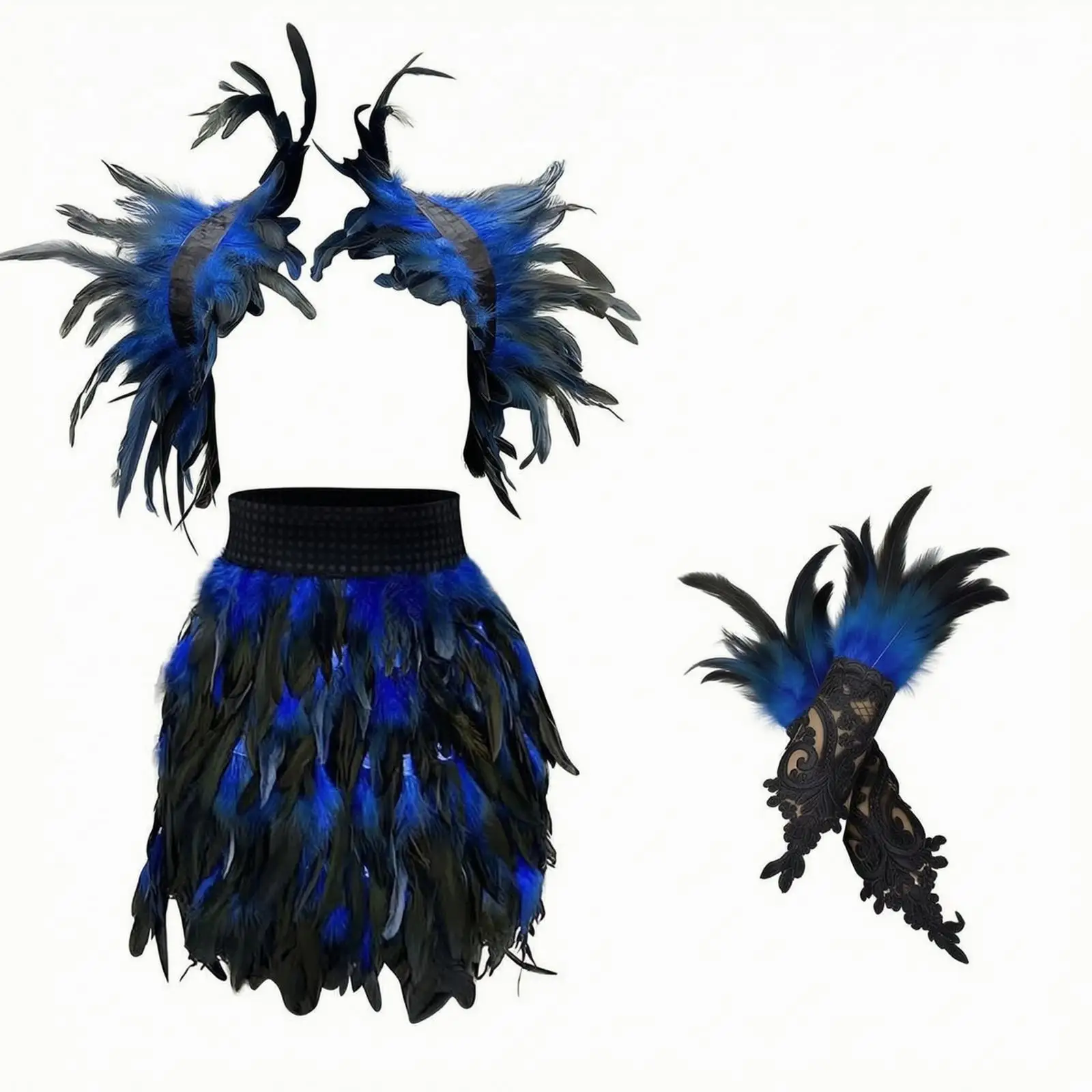 Polyester Feather Costume Outfit Elastic Waistband for Dance Performances, Themed Celebrations, Stage Styling