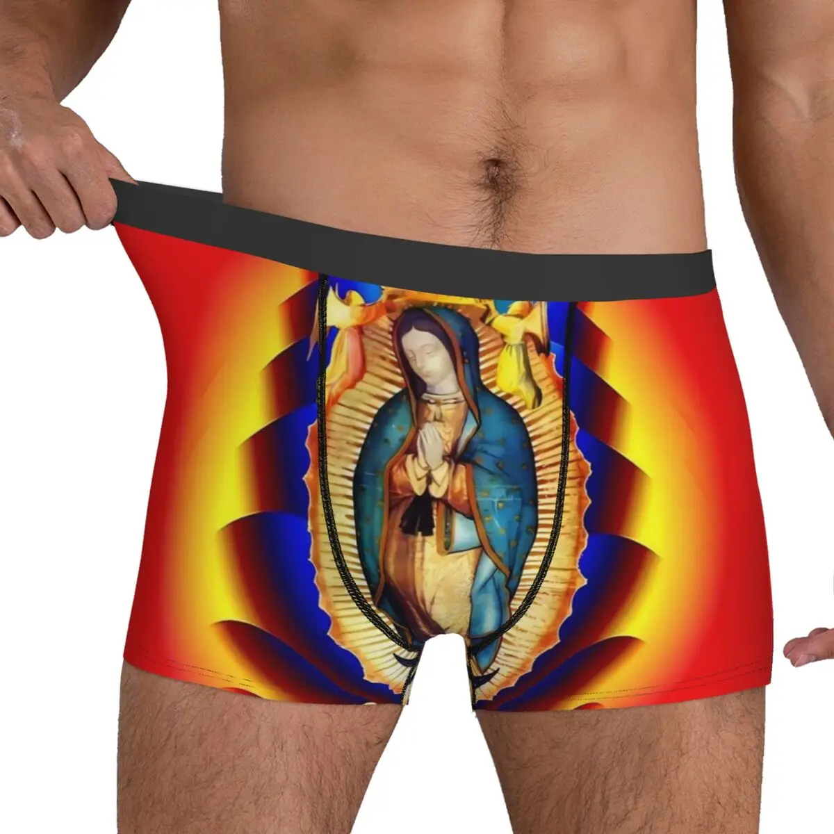 Virgin Mary Zarape Underwear Our Lady of Guadalupe Elastic Panties Print Boxer Brief Pouch Male Large Size Trunk